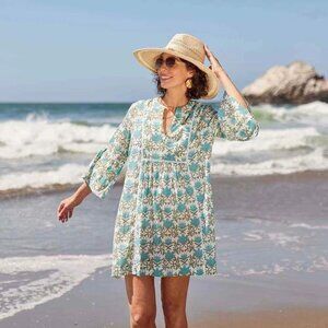 BLUTHREADS x ROCKFLOWERPAPER TILLY BLUE GREEN BEACH DRESS